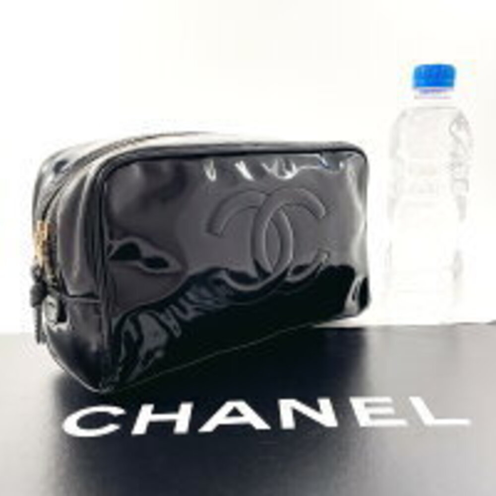 Chanel Coco Pouch Leather Patent Black Mark